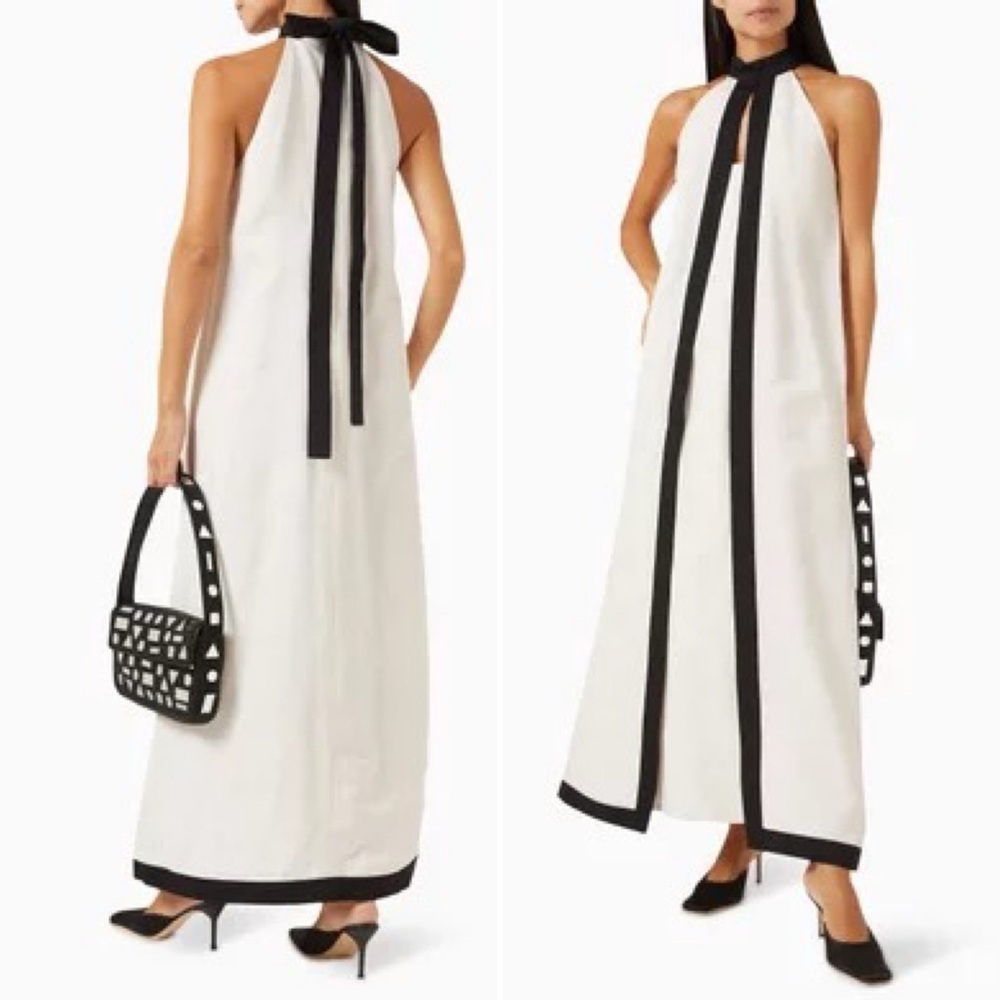 Staud Wright Halterneck Dress in Ecru and Black Size Small. Worn once. - Picture 3 of 15